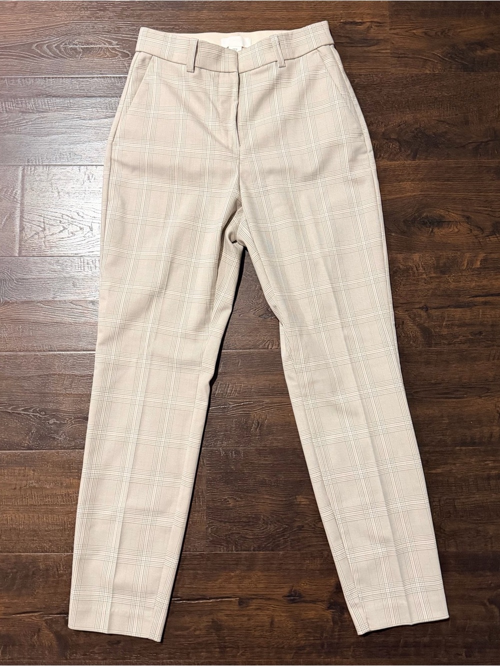 H&M beige plaid ankle slacks pants size 4